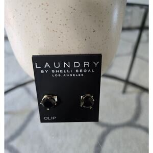 Laundry By Shelli Segal Black Stud Clip Earrings New
